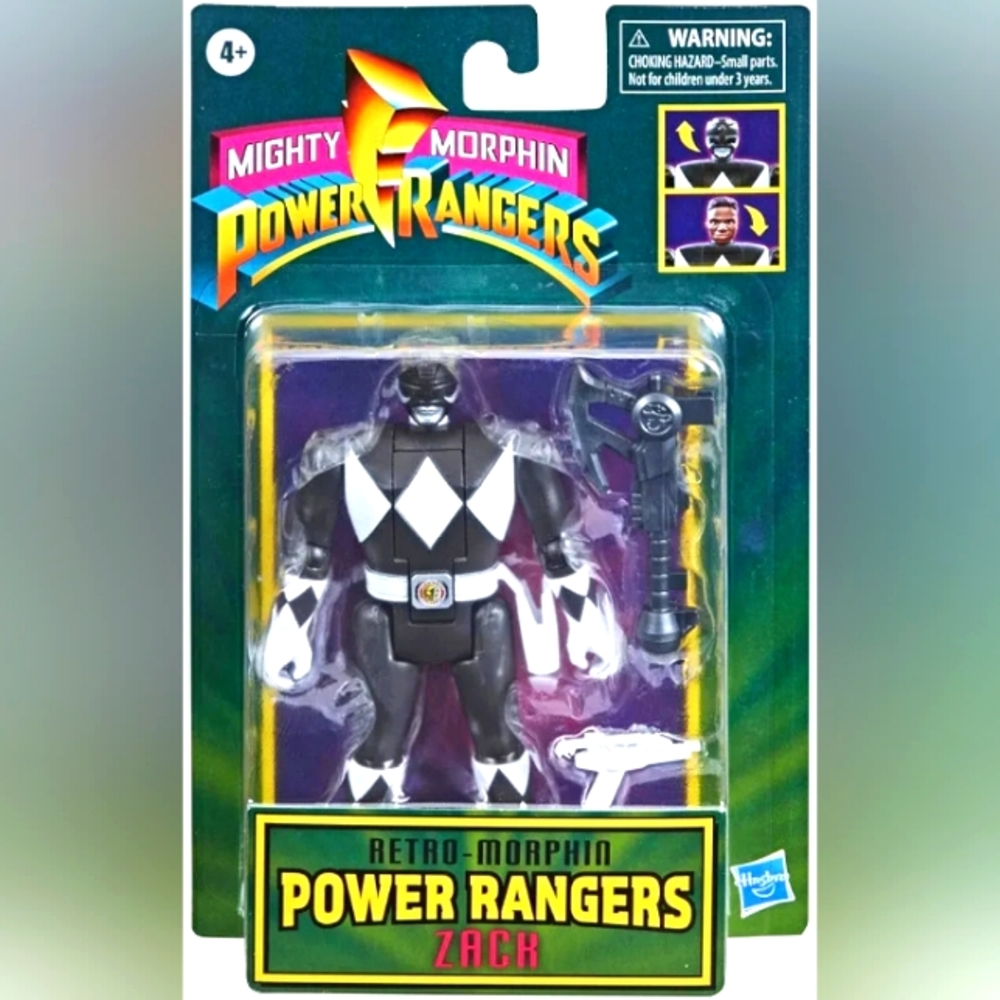 Mighty Morphin Power Rangers Black Ranger Fliphead Action Figure NEW MMPR Zach